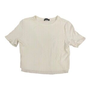 Naked Wardrobe White Ribbed Short Sleeve Top Size 1 Stretch